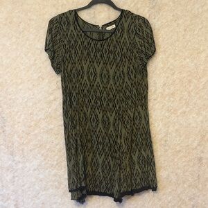 Silence + Noise Olive and Black Patterned Dress
